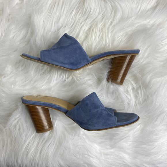 M. Gemi Shoes - M. Gemi Erba Blue Suede Mule Slides Size 38/8